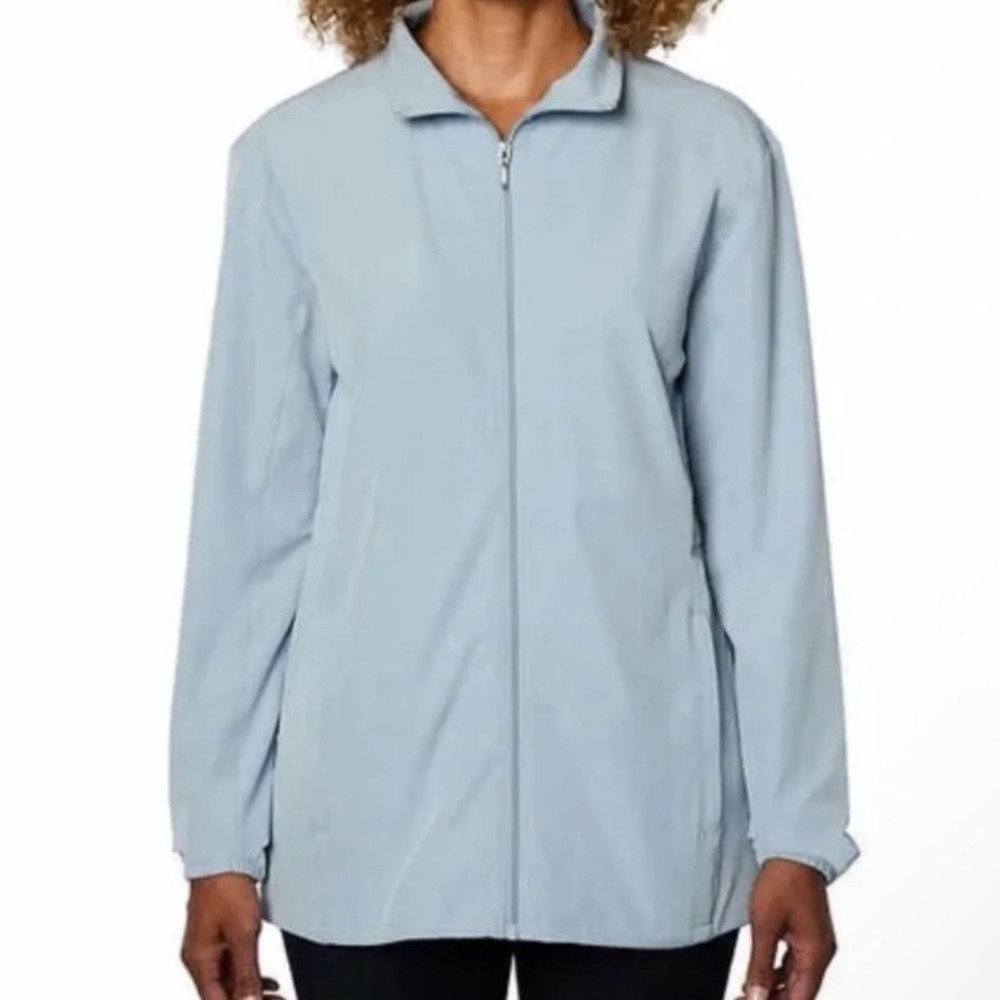 Hang Ten Womens Full Zip Lightweight Jacket Blue Cinched Waist Pockets Large NEW